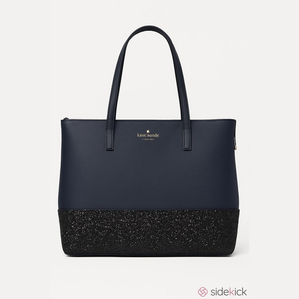 Kate Spade Navy Glitter Leather Large Tote Bag